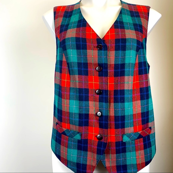 Vintage Signature Expressions plaid tartan wool lined vest - Picture 2 of 7
